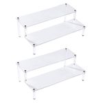 BYCY 2 Pack 2-Tier Clear Acrylic Display Stand Display Shelf for Dessert Jewels Figurines, Clear Cupcake Stand - 2 Pack ( 12" * 6.9" * 4.25" )