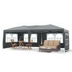 LEMROE Pop Up Large Gazebo 3 x 6M with Sides, Party Tent Event Shelter Heavy Duty Camping Gazebo with Rainproof 210D Marquee for Garden Outdoor (grey-with sidewalls)