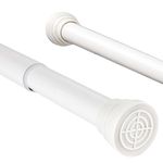 Extendable Shower Curtain Rods Spring Tension Poles Adjustable No Drill Curtain Rails for Shower Curtain, Windows, Door Curtain, Bathroom and Wardrobe 115-210cm White