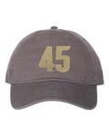 Go All Out Adjustable Charcoal Adult Gold 45 Embroidered Deluxe Dad Hat