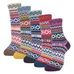 Moyel Womens Wool Socks Warm Winter Cozy Nordic Socks Gifts for Women (Multicolor Stripes)