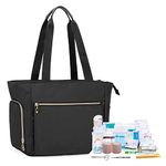 CURMIO Nurse Tote Bag, Portable Medical Supplies Bag with Padded Laptop Sleeve for Home Visits, Clinical Study, Health Care, Bag Only, Black (Patent Pending)