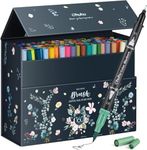 Ohuhu 160 Colouring Pens: Dual Tip Brush Pens Felt Tip Pens Art Markers Set with Fineliner, for Adults Colouring Book Drawing Calligraphy Sketching Journal, Art Gift, Maui - Black