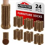 Chair Leg Socks X-PROTECTOR – 24 PCS Furniture Socks – Chair Covers for Legs 1”-2” - Chair Leg Floor Protectors – Brown Hardwood Floor Protectors – Knitted Chair Feet Socks – Shape Doesn't Matter!