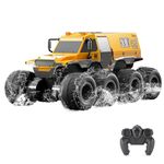 GoolRC Amphibious Remote Control Car, 8WD RC Cars, 2.4GHz Remote Control Boat, Waterproof Off Road RC Monster Truck, All Terrains Electric Armored Vehicle Crawler for Adults (Yellow)