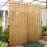 HIPPO - PE 85% Outdoor Sun Blocking Balcony Curtains Loop UV Protection, Sun Shading Light Filtering, Temperature Reducing 9 ft Long Door Curtain, Set of 2 pcs (Beige || 4.5FTX9FT)