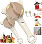 4-In-1 Jar Opener,Jar Openers For Seniors Ergonomic Stainless Steel,Adjustable Jar Opener Fits 1-3.5 Inch Bottle Caps Ideal For Seniors And Those With Limited Strength,Works Beer,Sauces,Canned Goods