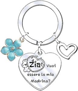 JRZDFXS Regalo Zia Portachiavi Zia Compleanno Portachiavi Donna Gioielli da Zia vuoi essere la mia madrina Regalo Zia Anniversaire Regali Natale Zia (3)