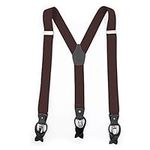 RIONA Men's Y-Shaped Heavy Duty Suspenders Strong Clips & Leather Button End High Elastic Straps Soild Dress Braces