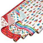 American Greetings Christmas Wrapping Paper Bundle, Rainbow String Lights (4 Rolls, 160 sq. ft.)