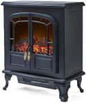 Warmlite WL46019 Wingham Log Effect Stove Fire with Realistic LED Flame Effect, Adjustable Thermostat, 2000W, Black