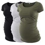 Love2Mi 3PCS Maternity Tops Short Sleeves Maternity Wear T-Shirt Casual Maternity Clothing