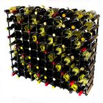 Classic 90 Bottle Dark Oak Stained Wood and galvanised Metal Wine Rack Ready Assembled