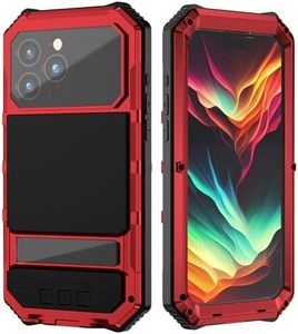 MIYIYQP Compatible for iPhone 15 Pro 5G Case, Aluminum Metal Gorilla Glass Shockproof Heavy Duty Sturdy Protector Cover,with Sliding Camera Cover and Built-in Foldable Kickstand (Red-Ⅲ)