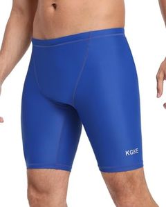 KGKE Mens-Swim-Jammers Athletic-Swimwear Quick-Dry-Shorts Durable-Team-Swimsuits - Drawstring Competition Swimming Soft UPF50+ (Royal Blue-WF, XL)