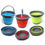 Bramble - 3 Collapsible Space Saving Portable Buckets, 5 Litre Multi-Use Household, Cleaning, Camping Buckets - Flattens to 5cm - 5L