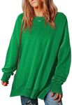 SHEWIN Womens Sweatshirt Casual Long Sleeve Crew Neck Loose Fleece Pullover Tops Lightweight Soft Fall Oversized Sweatshirts for Women,US 16-18(XL),Dark Green