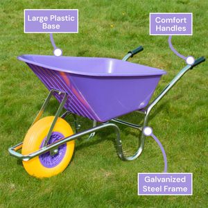 KCT 110L Heavy Duty Garden Wheelbarrow – Purple, Puncture Proof Tyre