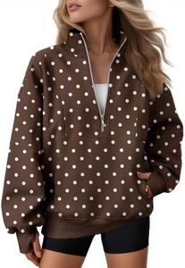 AUTOMET Women's Quarter Zip Oversized Sweatshirt Fleece Mock Neck Pullover