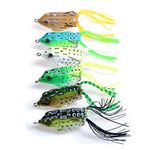 IZTOSS 6PCS Fishing Lures Topwater Floating Weedless Frog Baits with Double Sharp Hooks Soft Bait for Bass Snakehead Salmon Freshwater Saltwater Fishing