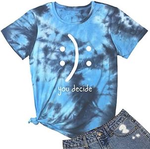 BLACKMYTH Women Tie Dye Tees Graphic Clothes Blue Large