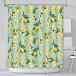 AIBIIN Lemon Shower Curtain Yellow Fruit Green Leaves Shower Curtains Durable Waterproof Fabric Bathtub Decor with 12 Hooks,180x180cm