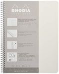 RHODIA 193101C - Spiral Notebook (Full Bound) White Notebook - A4+ - Ruled - 160 Detachable Pages - Clairefontaine Paper 80 g/m - Soft and Resistant Coated Card Cover - Classic