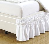 Linen Plus Elastic Bed Skirt 14" Drop Easy On/Easy Off Dust Ruffled Solid New (White, Queen-King)