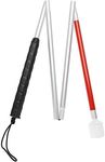 Rotating Head Folding Blind Cane Walking Stick with Red Reflective Tape for The Blind and Visually Impaired People,43 inch Collapsible Non-Slip Aluminum Cane