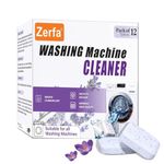 Zerfa Lavender-scented 12 Pcs Washing Machine Deep Cleaner Descaler Tablets for All Front and Top Load Machines, with Descaling and Stain-Removing Power