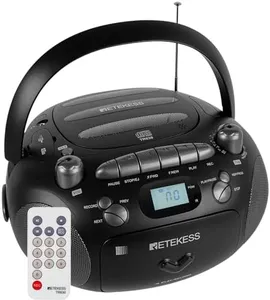 Retekess TR630 Cassette Tape Player, CD Boombox Radio, Portable CD and Cassette Player Combo, Recording Transcription, USB, Micro SD, LCD Display, for Home