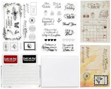CraftyManor Clear Stamps for Scrapbooking, Vintage Stamp for Journaling, Card Making Supplies for Crafting, DIY, Photo Album Decor and Junk Journal 5.8x8.3inches (Postcard + Text Set)