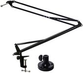 LyxPro DKR-1 Microphone Arm Stand Mount Adjustable Mic Boom Stand Swivel Mount Suspension Scissor & Clip - Desk Attachment and Clamp, Supports Blue Yeti Snowball,Black