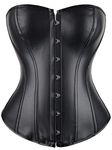 Alivila.Y Fashion Sexy Vintage Faux Leather Corset Bustier 2340A with G-String-Black-XL/Bust:36-38inch Waist:30-32inch