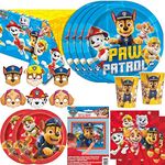 Super Paw Patrol Birthday Party Supplies - 16 Plates 16 Cups 16 Napkins 16 Cake Plates 1 Table Cover 16 Masks 1 Game | Paw Patrol Party Supplies For Boys and Girls…