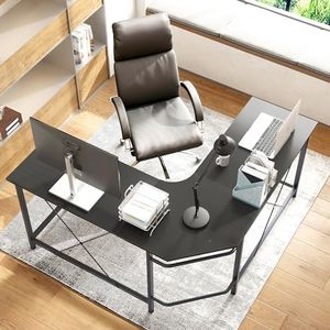 SogesHome Escritorio en Forma de L para computadora de Escritorio de Esquina de Ordenador portátil de Estudio, Mesa de Trabajo para Oficina en casa L (150+150) * W50 * H76 cm