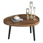 GILLAS Small Round Side Table, Round Wood End Table, Night Stand, Skinny Sofa Table for Small Space, Oval Coffee Holder with Snack Table Decor for Outdoor, Balcony, Bedroom, Living Room