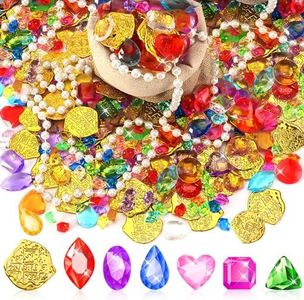 MARFOREVER Pool Toys Pirate Treasure Gems and Gold Coins 246 Pcs