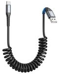 Coiled USB C Cable 3.3FT, Android Auto USB Cable for Car, USB C Carplay Cable for iPhone 15/15 Pro Max, USB A to C Fast Charging Cable Samsung Galaxy S24 S23 S22 S20 S10, Note 10, Other USB C Device