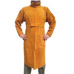 NUZAMAS Welding Apron Anti-flame Cowhide Long Coat Protective Clothing Apparel Suit Welder Durable Leather Extra Large 155cm long 60cm wide