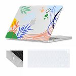 Se7enline Compatible with 13.6 inch MacBook Air M2 M3 2024 2023 2022 Case for 13-inch A2681/A3113 Floral Laptop Hard Shell Case &Keyboard Cover & Trackpad Protector,Orange Blue Green Leaves