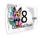 House Number Plaque Sign Door Road Plate for Dog Lovers Personalised Watercolour Print (D421 German Shepherd)