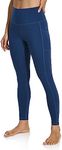 Colorfulkoala Women's High Waisted Tummy Control Workout Leggings 7/8 Length Yoga Pants with Pockets (XL, Midnight Blue)