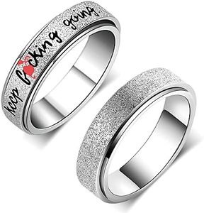 AmorArtSky Anxiety Spinner Fidget Ring - Titanium Stainless Steel Sizes 6-10