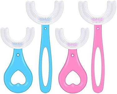 4pcs Cepillo de dientes Limpieza completa 360 grados en forma de U Cerdas de silicona suave para bebés y niños (2-8 años)