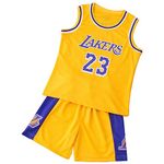 Kids Basketball Kit Boys 2 Piece, Boys Basketball Kit - Kids Basketball Jersey and Sports Shorts Set Sleeveless, Premium Basketball kit Kids - Tank Top Child, Gifts for Boys 4-14 Years #23YellowL-150