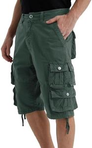 YGREYG Mens Cargo Shorts Long Capri Below The Knee Shorts 3/4 Relaxed Fit Long Shorts with Pockets Light Green 34