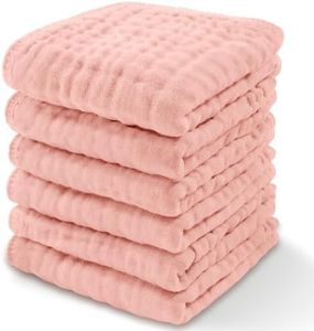 Baby Washcloths, Muslin Cotton Baby Towels, Large 10”x10” Wash Cloths Soft on Sensitive Skin, Absorbent for Boys & Girls, Newborn Baby & Toddlers Bibs & Burp Cloths Essentials Set (Lace, Pack of 6)