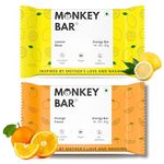 MONKEY BAR - Citrus Blast Energy Bars - 10 Bars, 2 Flavours, 40g each, Just 4-6 Plant-Based Ingredients, Healthy & Clean Protein Snack, Zero Added Sugar, Dairy Free, No Artificial Sweeteners, Vegan, Orange, Lemon