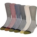 GOLDTOE Men's 656s Cotton Crew Athletic Socks, Multipairs, Khaki/Olive/Black/New Navy/Red/Brown Heather (6-Pairs), Large (Pack of 6)